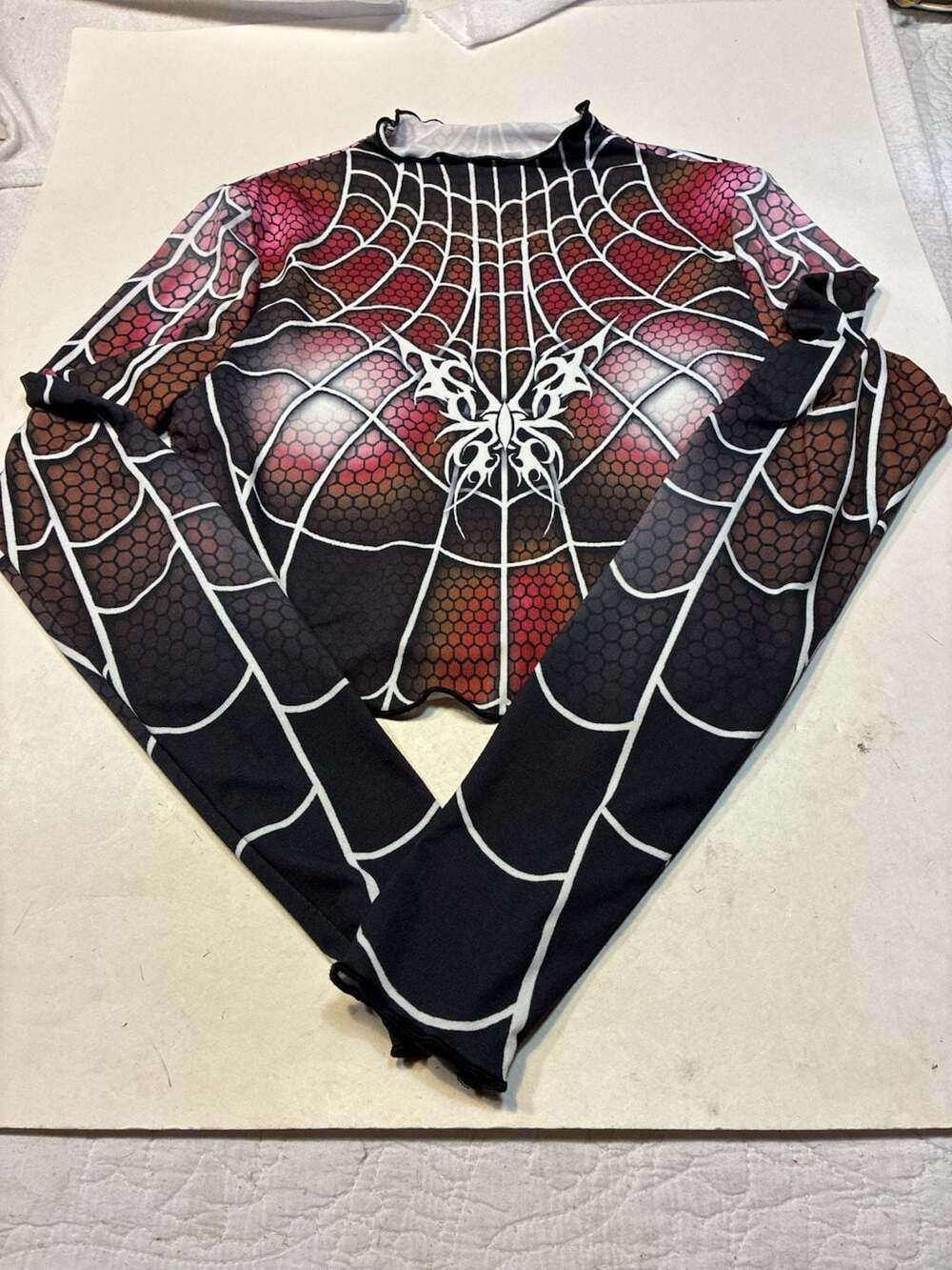 Global Spider Y2K Web Crop Top - Pink